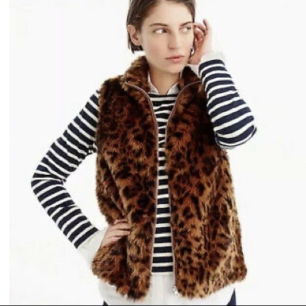 J. Crew Black Label Faux Fur Vest